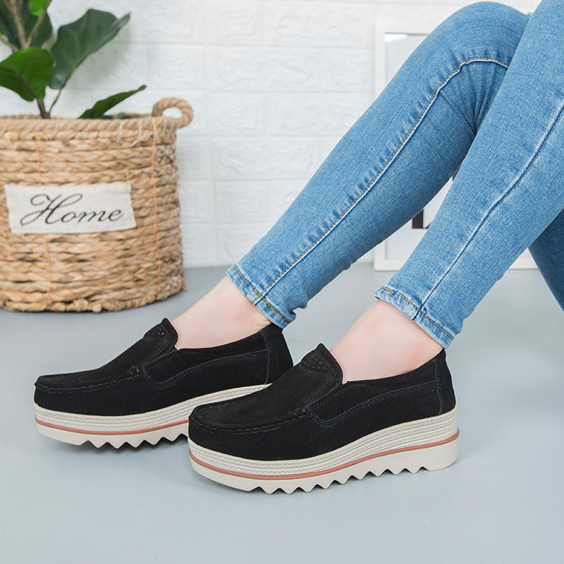 Women's Thick Sole Suede Height Increasing Shoes