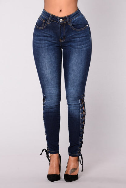 Dark Denim Women's Skinny Pants  Fashion Style