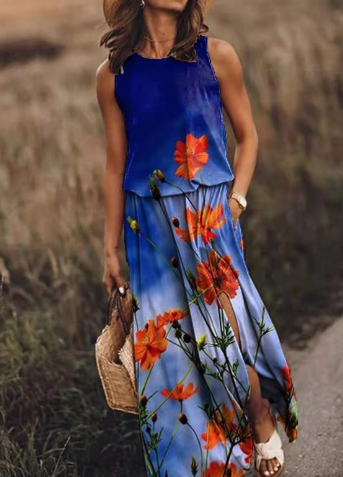 WOLFF Summer Maxi Dress - Sleeveless Floral Long Dress