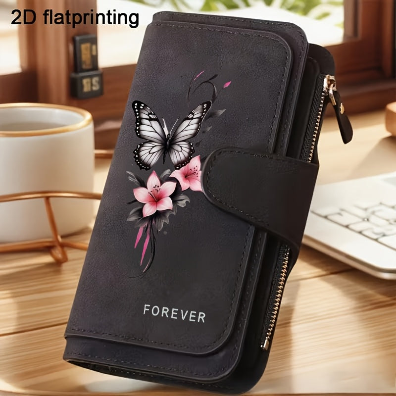 Butterfly & Flowers Wallet  Fold over Design  Wallet
