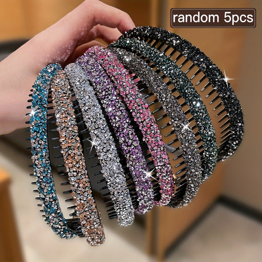 A Set of 5 Random Colorful And Glamorous Hairbands for Women