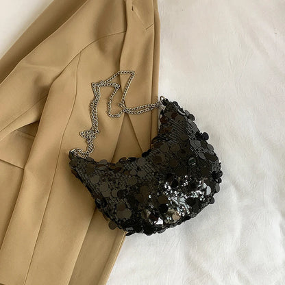 Sequin Bag Women  New Trendy Versatile Chain Solid One Shoulder Bags