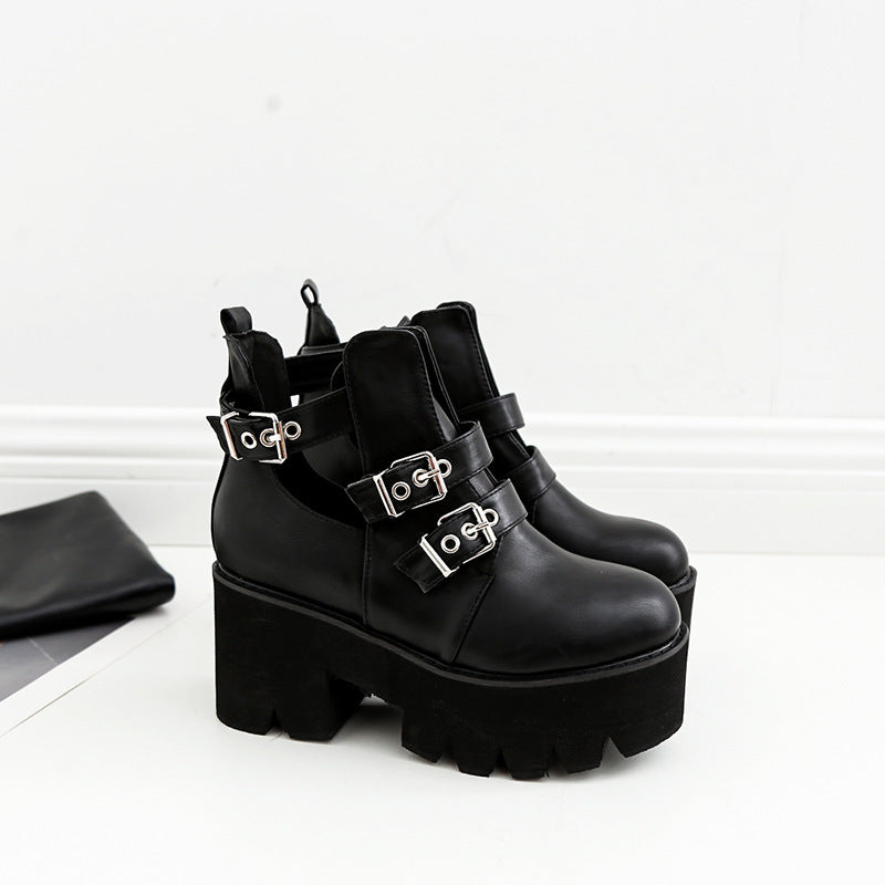 Lace-Up Platform Boots with Thick Heels