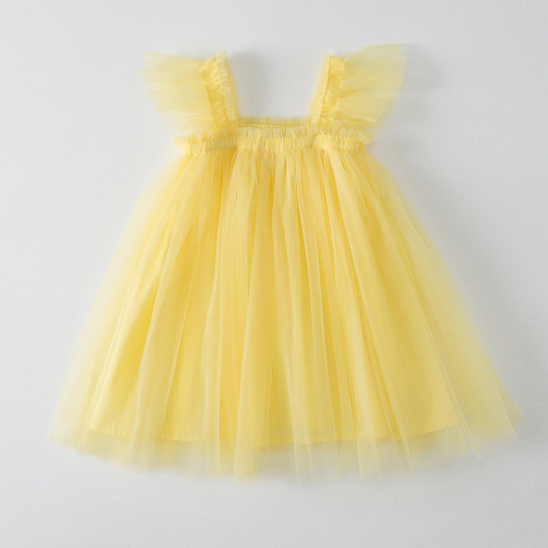 New Girls' Fleece Sleeve Tulle Dress
