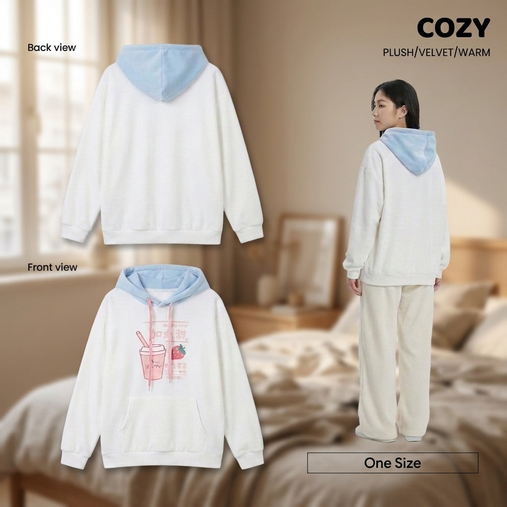 Hooded Velvet Warm Sweater for Girls
