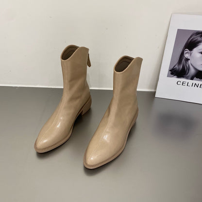 Women's Pointed Toe Ankle Boots with Thick Heels