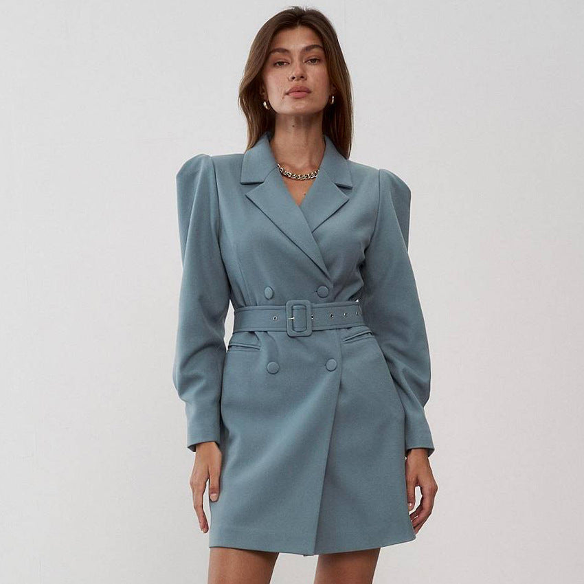 French Style Business Suit with Elegant Waist Design