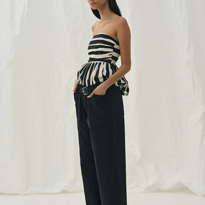 Black & White Striped Bubble Tube Top