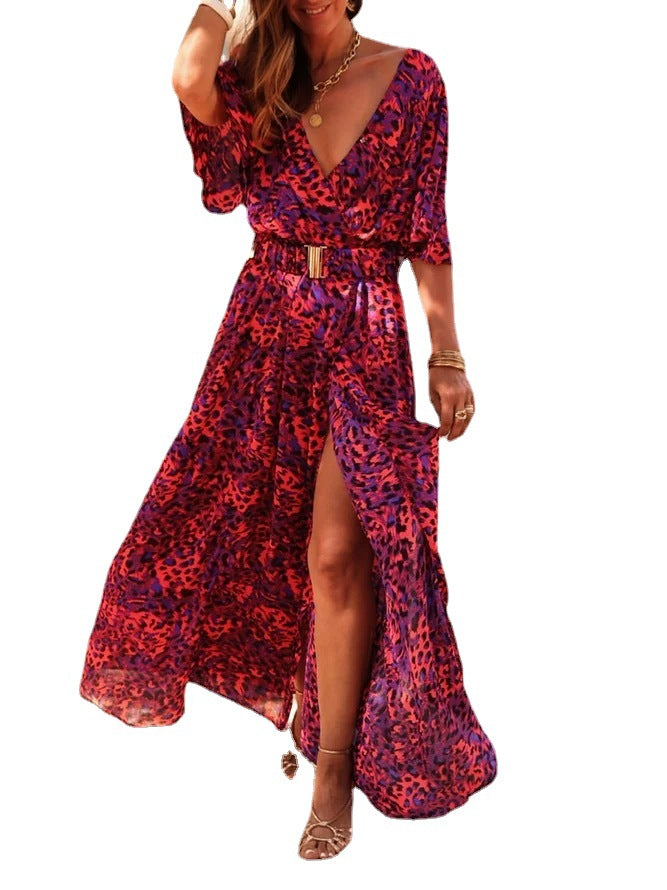 Elegant Printed Mid-Length Dress
