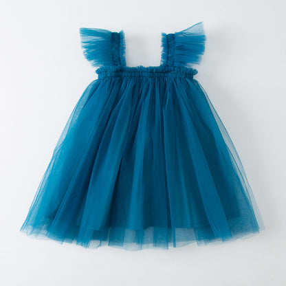 New Girls' Fleece Sleeve Tulle Dress