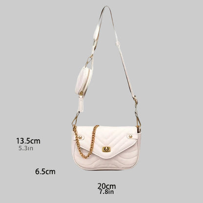 Quilted Crossbody Bag with Coin Purse and Chain