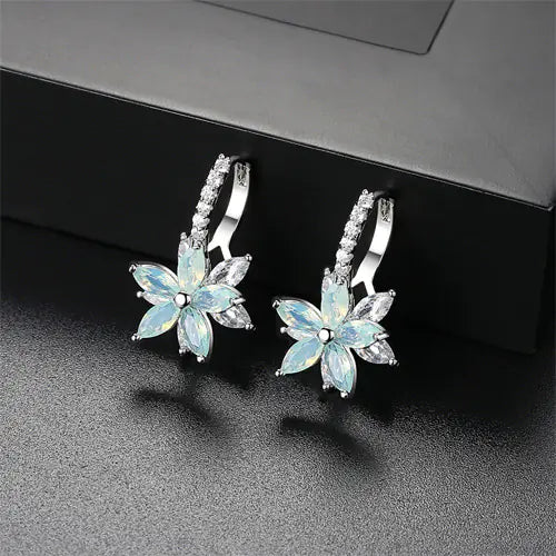 Snowflake Earrings with Zirconium Studs
