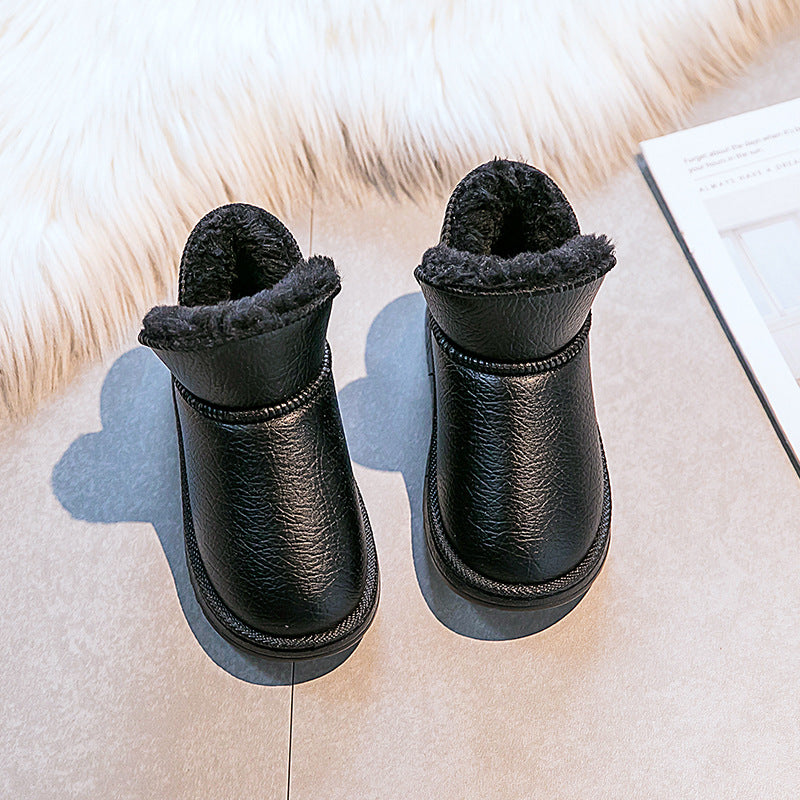 Thickened Velvet Winter Boy Short Boots with Fur