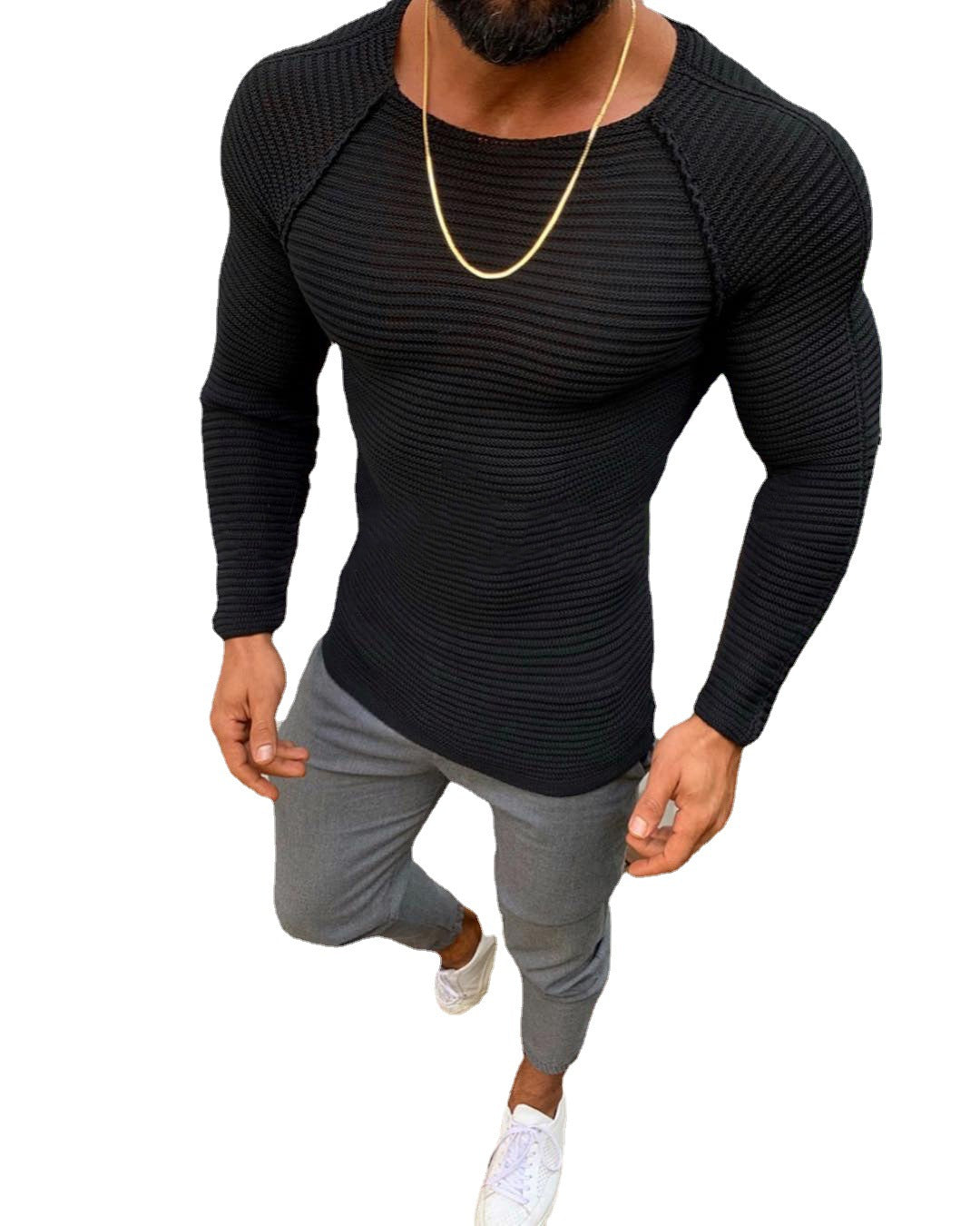 Fall Winter Men's Slim Fit Knit Sweater