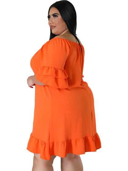 Elegant Plus Size Off Shoulder Midi Dress for Women