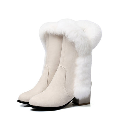 Winter Warm  Fur Boots for Women with Heels