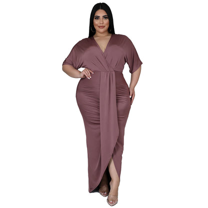 Elegant Plus Size V-Neck Party Dress for Women