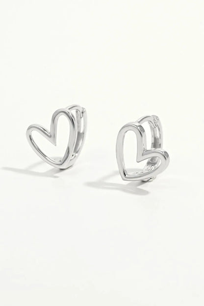 925 Sterling Silver Heart Shape Earrings