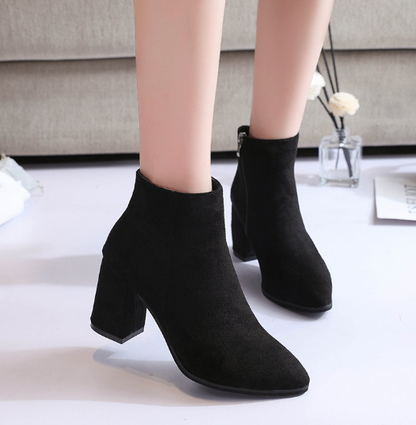 Black Martin Boots for Women with Thick Heels