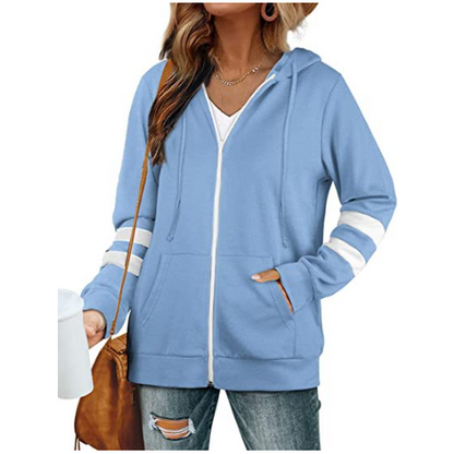 Women's Solid Color Zipper Hoodie Cardigan Sweater