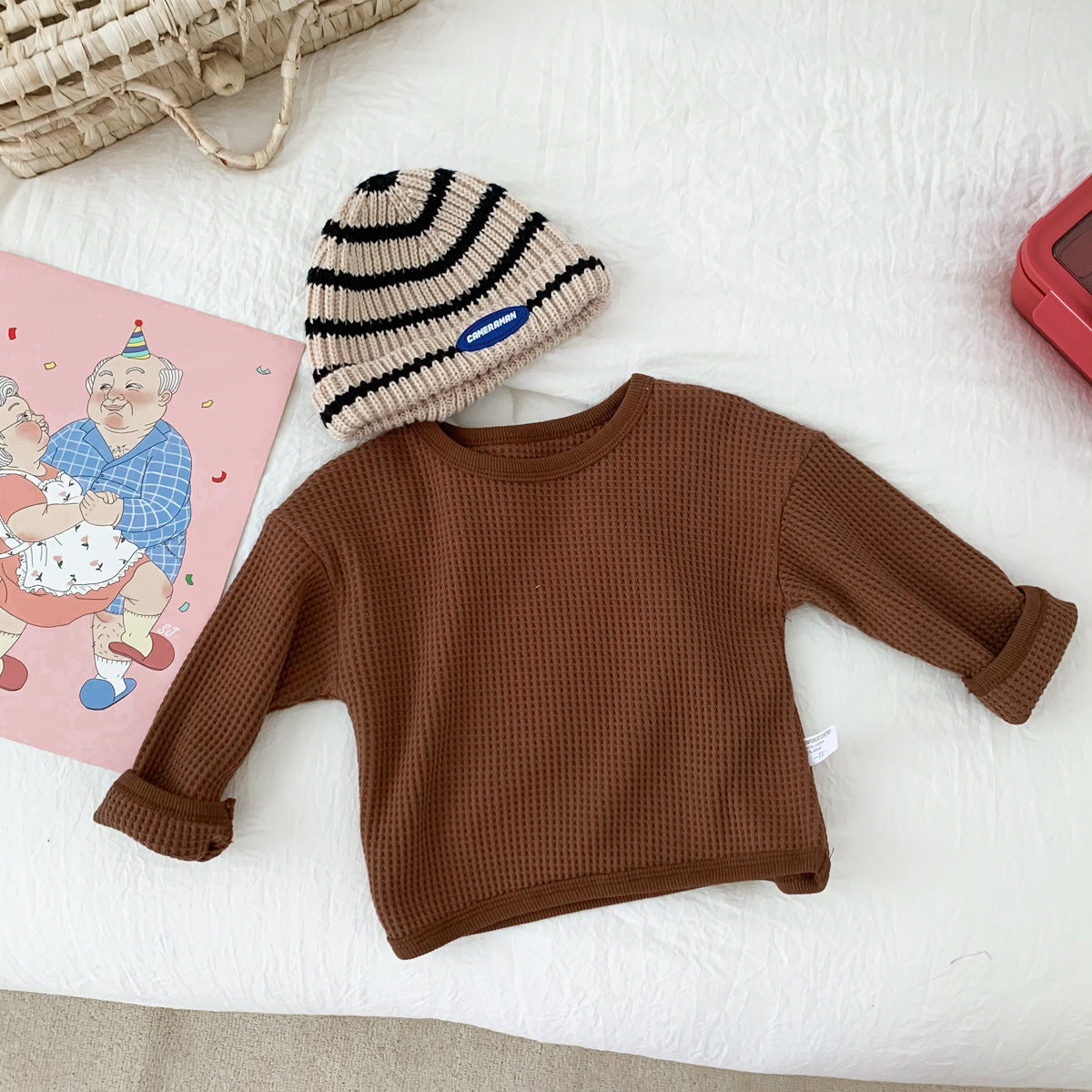 Rough Waffle Long Sleeve Top for Boys and Girls