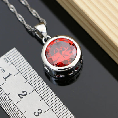 Sterling Silver Fire Red Garnet Gemstone Birthstone Jewelry Sets