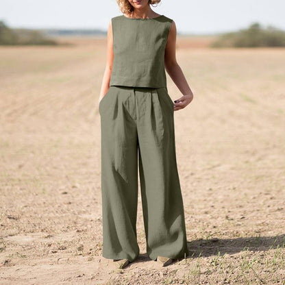 Vintage Cotton-Linen Plus Size Women's Set