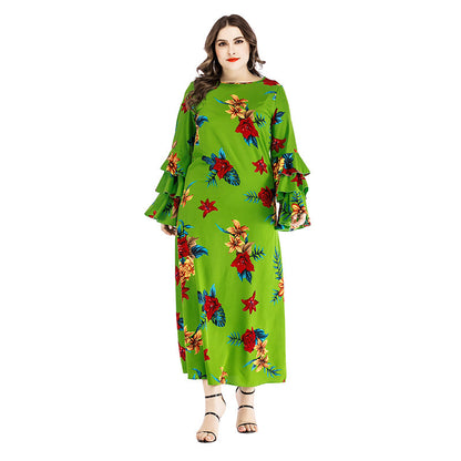 Plus Size Women's Dress with Ruffled Sleeves