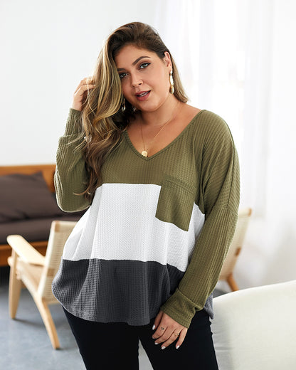Plus Size Women's Knitted Sweater with Long Sleeves