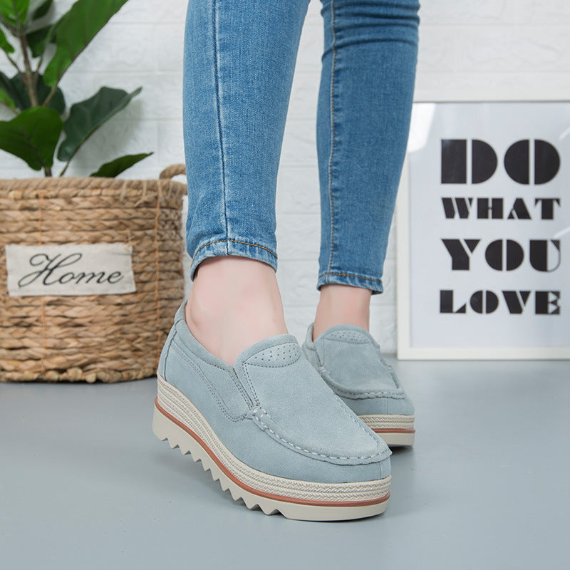 Women's Thick Sole Suede Height Increasing Shoes