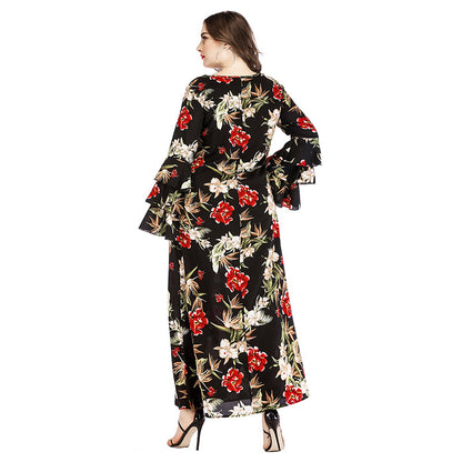 Plus Size Women's Dress with Ruffled Sleeves