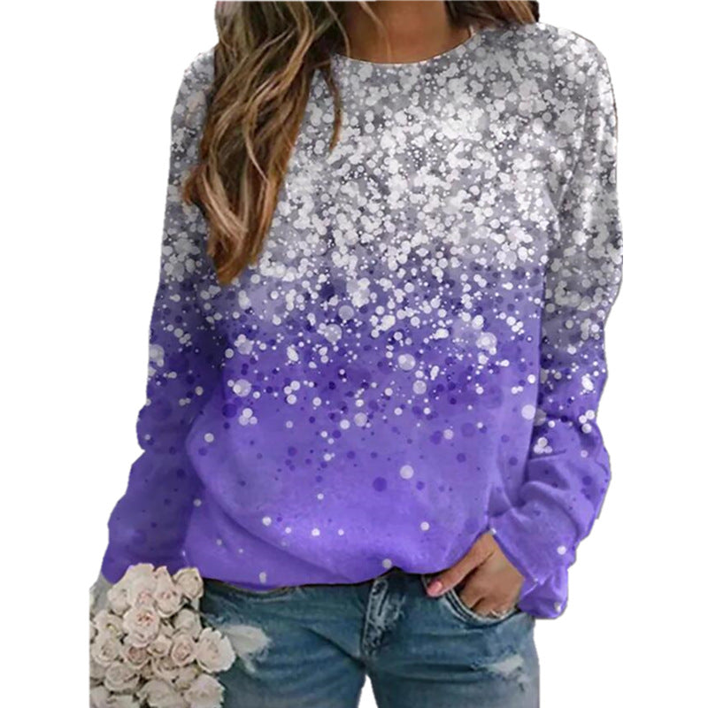 Women's Long Sleeve Round Neck Printed T-shirt