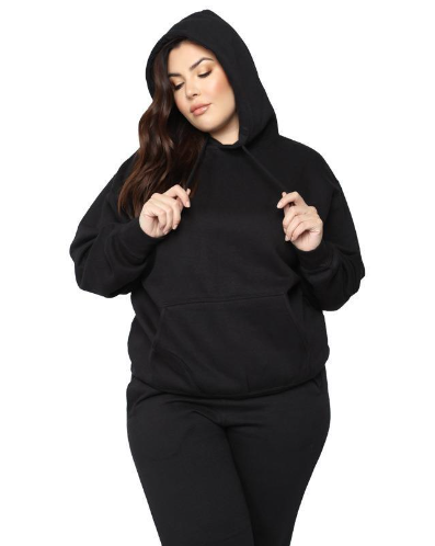 Plus Size Casual Solid Color Hooded Sweater Set