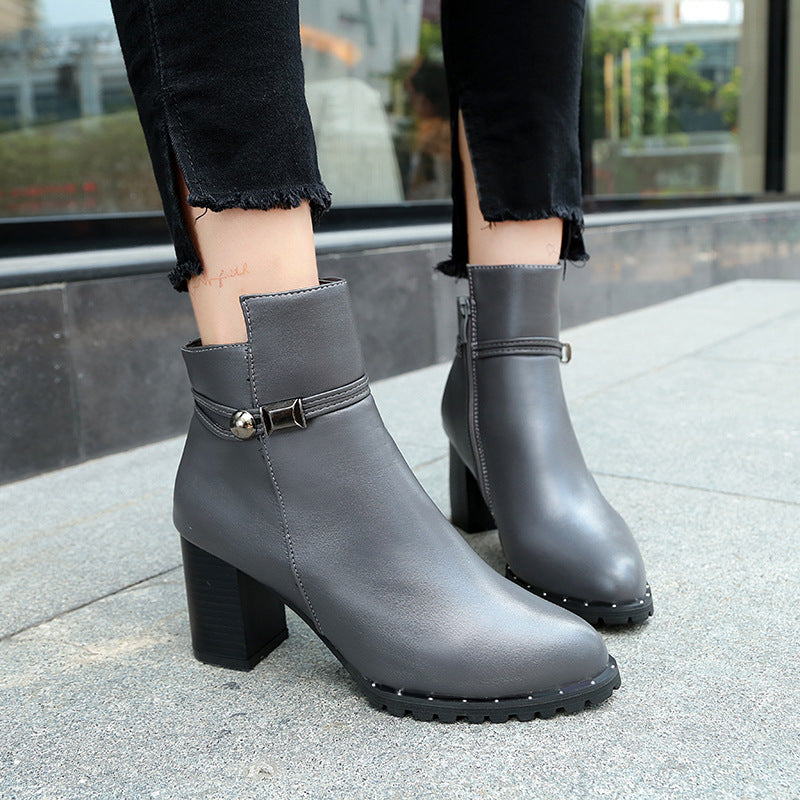 Women's Martin Boots, British Style Autumn-Winter Heels