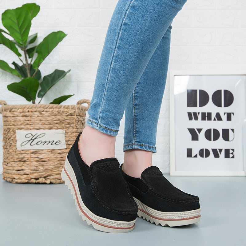 Women's Thick Sole Suede Height Increasing Shoes