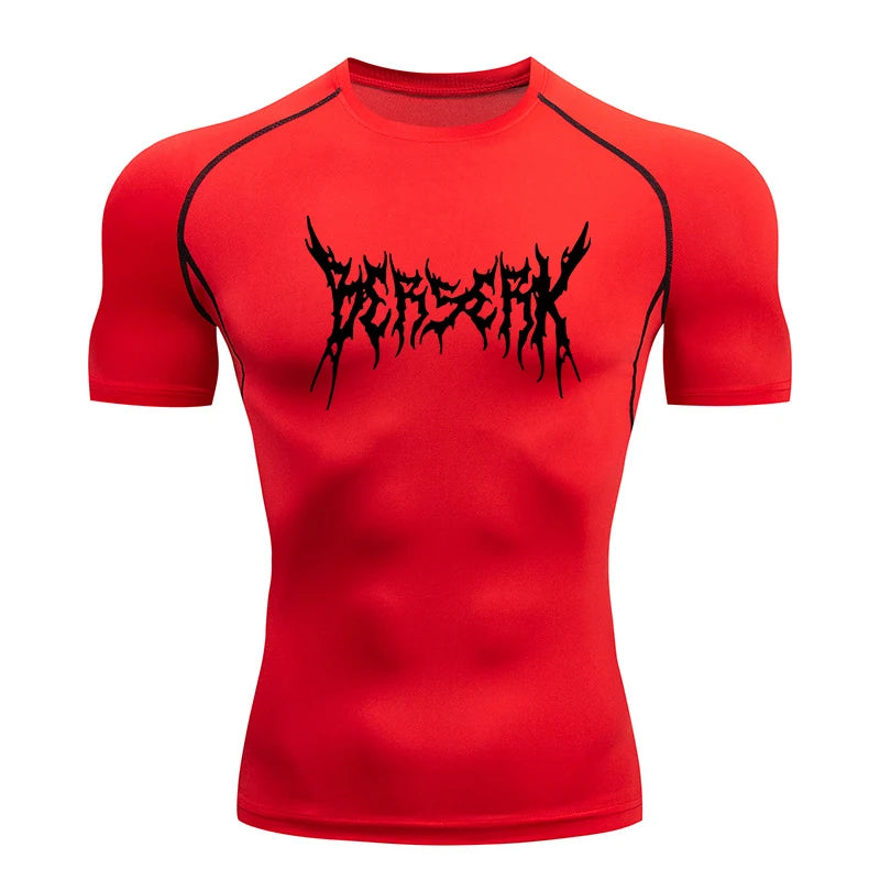Men Athletic Quick Dry Compression Berserk Print T-shirts Tees