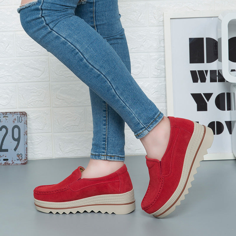 Women's Thick Sole Suede Height Increasing Shoes