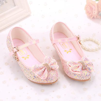 Sequined Bow Small High Heeled Shoes