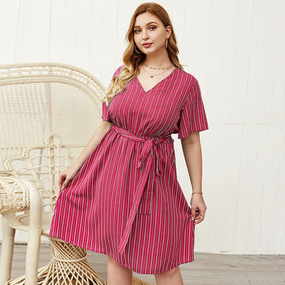 Plus Size Designer Dress with Stripes