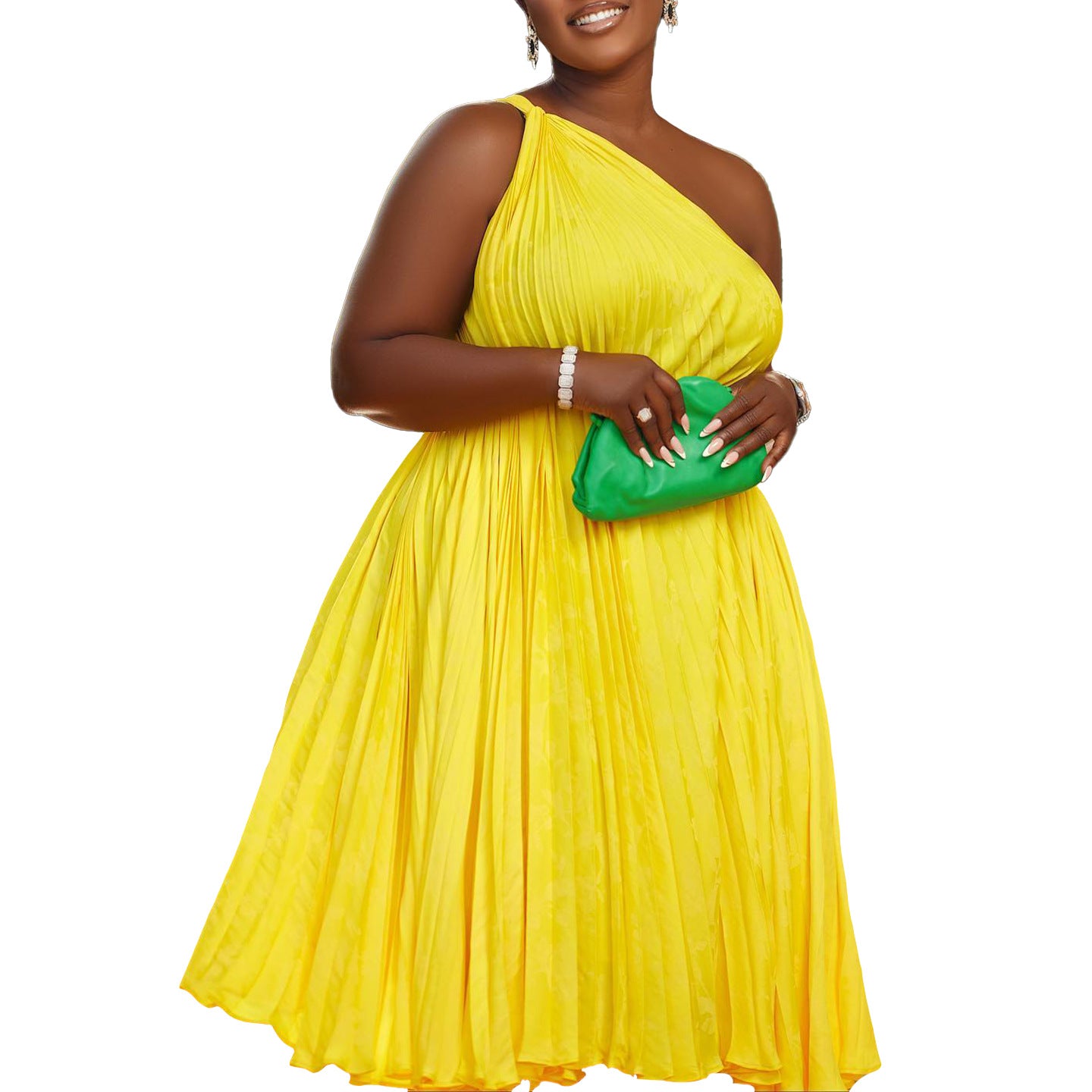 Plus Size Elegant Ruffle One Shoulder Mini Dress
