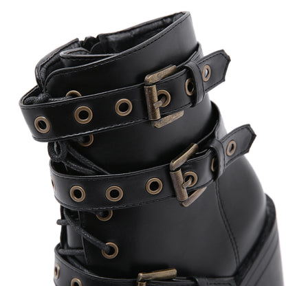 Black Ankle Boots for Women with Zipper and High Heels