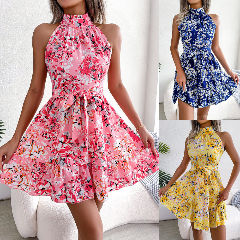 Large Floral Ruffle Hem Dress for Women