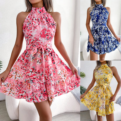 Large Floral Ruffle Hem Dress for Women