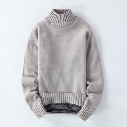 Men's High Neck Plus Fleece Padded Sweater