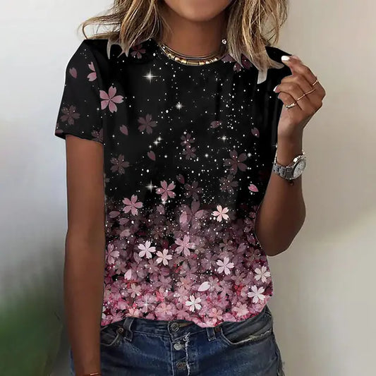 3D Butterfly Print Women's Casual T-Shirt Tops