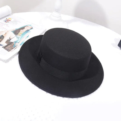 Flat Top Retro British Big Brim Fedora Hat