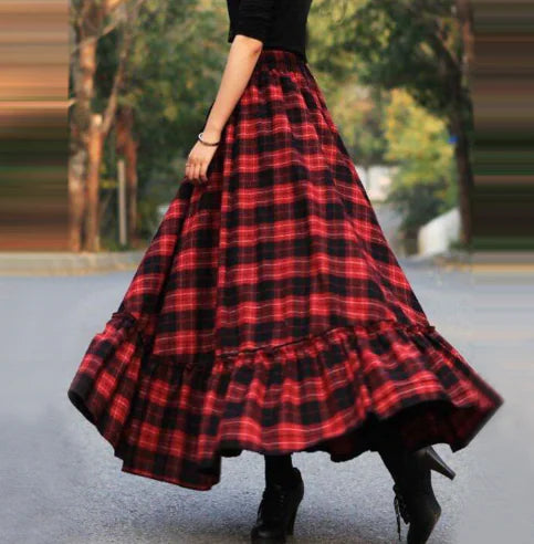 Plaid Print Stitching Casual Dress for Women