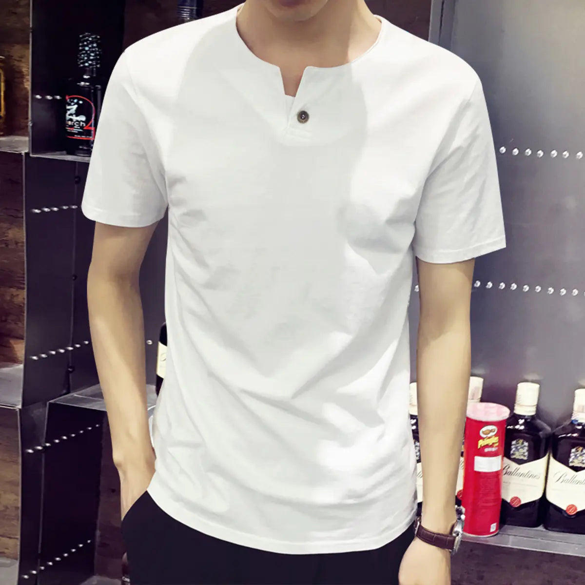 Cotton V-Neck Short Sleeve T-Shirt for Teens