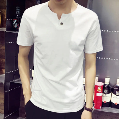 Cotton V-Neck Short Sleeve T-Shirt for Teens