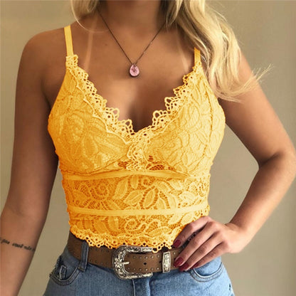 Elegant Women's V-Neck Lace Sleeveless Casual Top